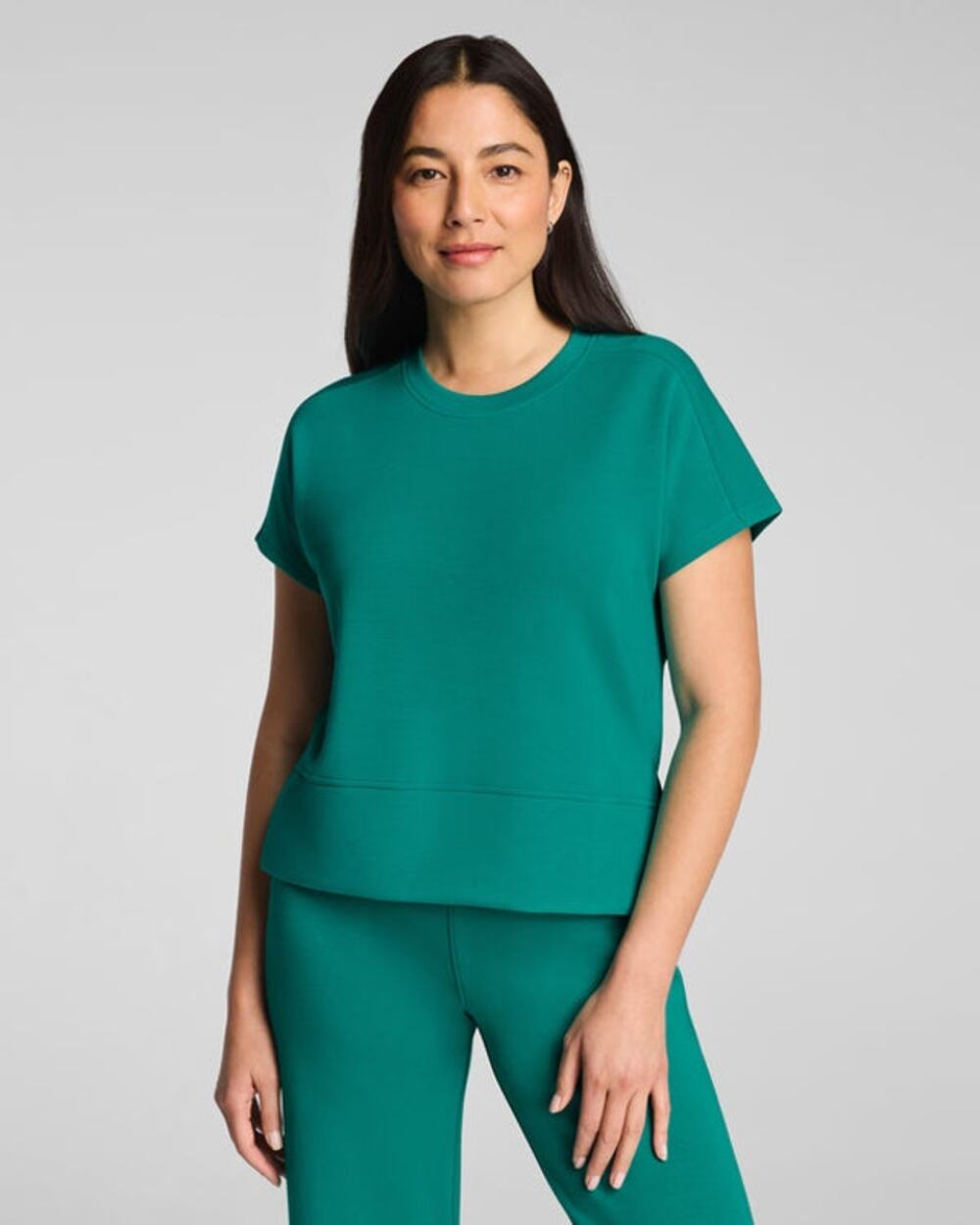 NWT SPANX AirEssentials Crewneck Tee in Jade size Large